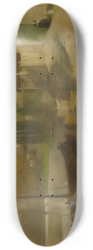 Ernst Schiess - Landscape at the Main River 8.25 inch art skate deck