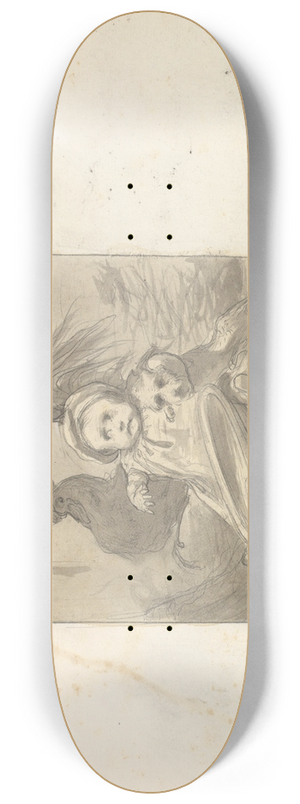 Frederic Leighton - A Baby in 16th century Dress with a Rooster and a Dog 8.25 inch art skate deck