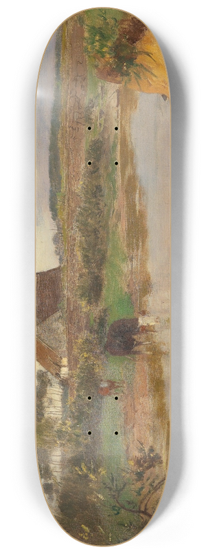 Eugen Jettel - Flusslandschaft mit Khen 8.25 inch art skate deck