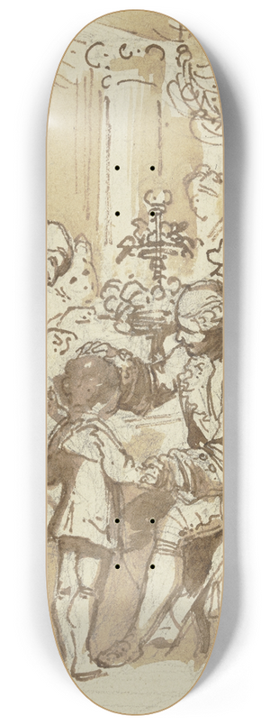 Eugen Klimsch - Celebratory people 8.25 inch art skate deck