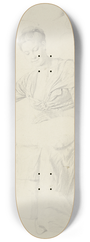 Eugen Klimsch - Sitzende junge Mutter mit einem Kissen auf dem Scho 8.25 inch art skate deck