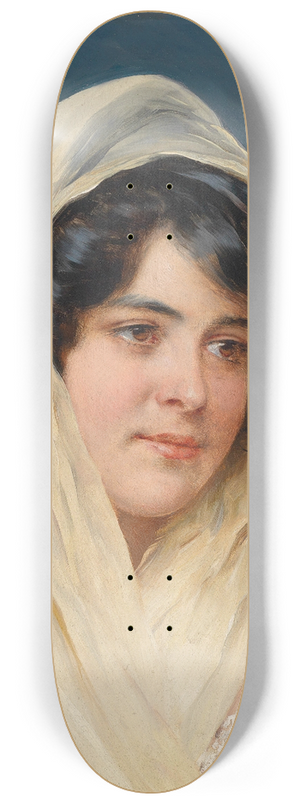 Eugen von Blaas - Bildnis einer jungen Dame mit Schleier 8.25 inch art skate deck