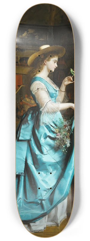 Eugne Accard - Young Lady With a Parrot 8.25 inch art skate deck