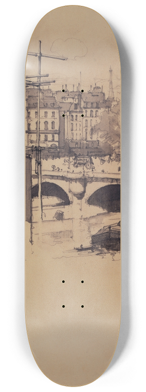 Eugne Bjot - Vue du Pont-Neuf 8.25 inch art skate deck