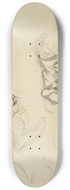 Eugne Delacroix - Studies of Lions 8.25 inch art skate deck