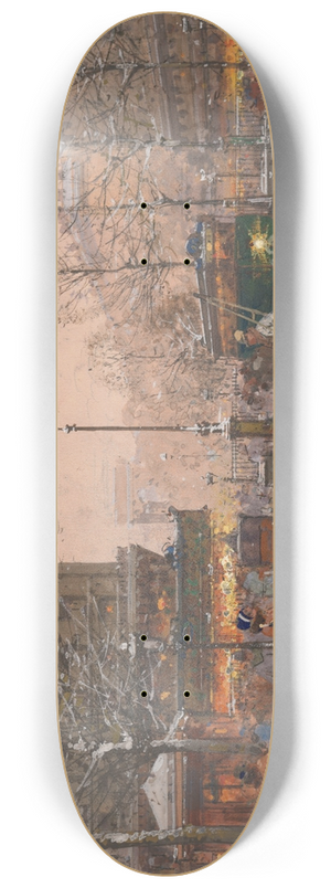 Eugne Galien-Laloue - Le Grand Boulevard sous la neige 8.25 inch art skate deck