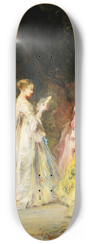 Eugne Isabey - Reading in the park 8.25 inch art skate deck