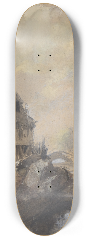 Eugne Isabey - Village  Dieppe 8.25 inch art skate deck