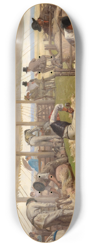 Eyre Crowe - A sheep shearing match 8.25 inch art skate deck