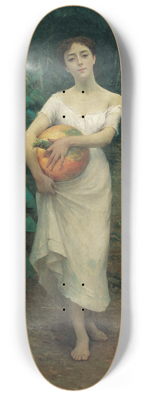 Fausto Zonaro - Young Girl Carrying a Pumpkin 8.25 inch art skate deck