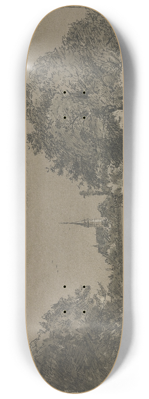 Ferdinand Balzer - Blick auf die Kirche in Oberursel 8.25 inch art skate deck