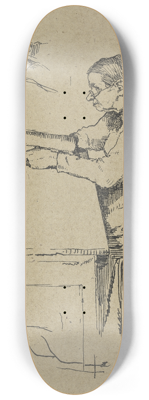 Ferdinand Balzer - Sitzende ltere Schfersfrau lesend 8.25 inch art skate deck