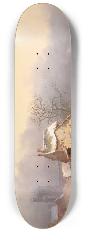 Frederik Marinus Kruseman - Villagers by a frozen river 8.25 inch art skate deck Frederik Marinus Kruseman - Villagers by a frozen river 8.25 inch art skate deck