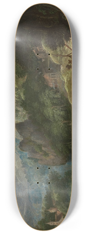 Frederik Van Valckenborch - Mountain Landscape with Travelers at a Well 8.25 inch art skate deck