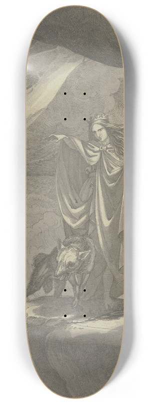 Ferdinand Fellner - Goddess with wolf 8.25 inch art skate deck