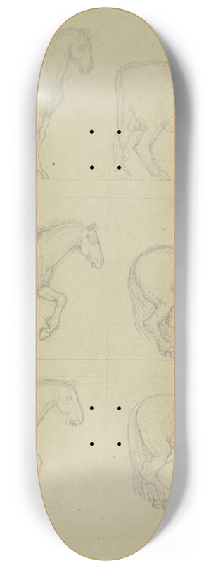 Ferdinand Fellner - Studienblatt; Fnf Pferde und ein Rind 8.25 inch art skate deck