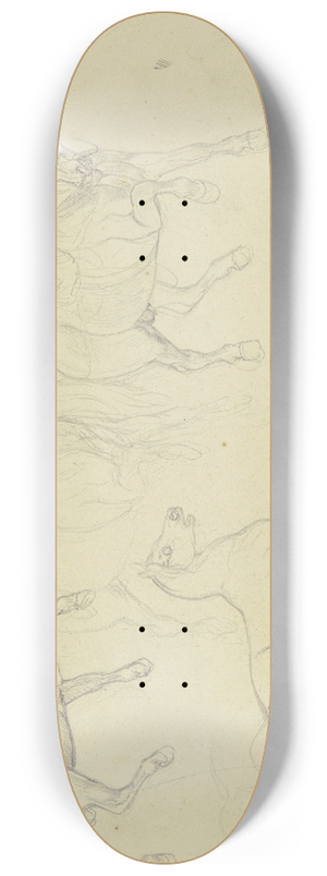 Ferdinand Fellner - Studienblatt; Pferde, teils gesattelt 8.25 inch art skate deck
