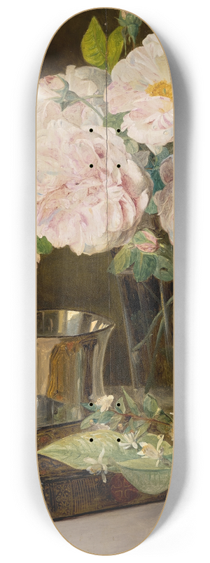 Ferdinand Georg Waldmller - Rosen im Glas Stilleben mit Rosen, Leuchter und silbernem Becher 8.25 inch art skate deck