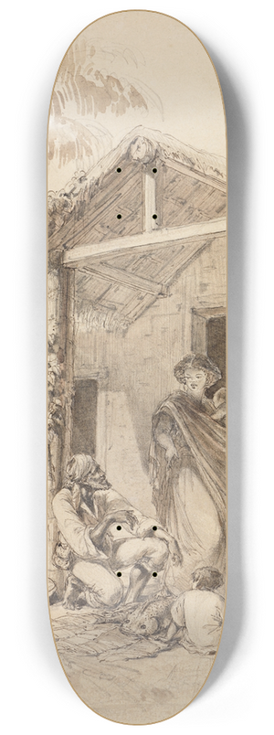 Ferdinand Keller - Eingeborenenhtte in Brasilien 8.25 inch art skate deck