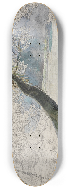 Ferdinand Keller - Landschaft am Seeufer 8.25 inch art skate deck