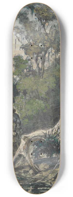 Ferdinand Keller - Zwei Reiter am Flussufer mit einem geborstenen Ast 8.25 inch art skate deck