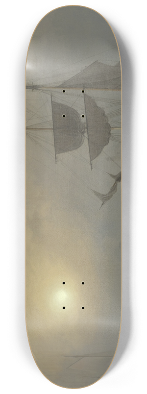 Fitz Henry Lane - Ship in Fog, Gloucester Harbor 8.25 inch art skate deck
