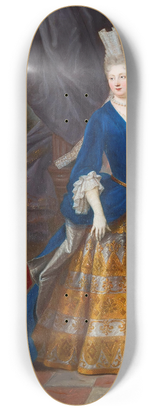 French School - A Portrait Of An Elegant Lady, Aged 25, Together With A Young Boy And A Spaniel 8.25 inch art skate deck