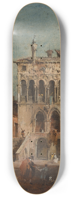 Francesco Guardi - An architectural capriccio with a campiello 8.25 inch art skate deck