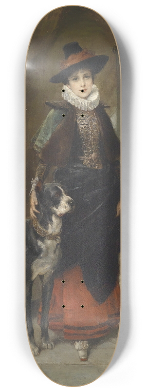 Friedrich August von Kaulbach - Bildnis einer Dame im historisierenden Kostm mit Dogge 8.25 inch art skate deck