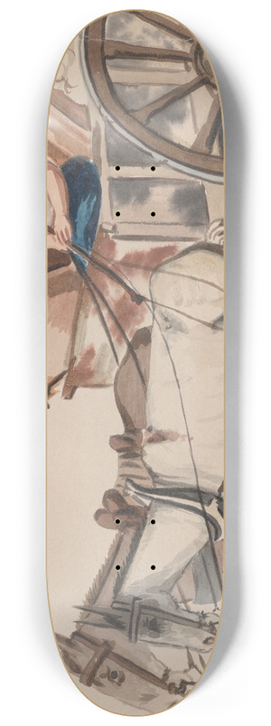 Francisco Fierro - A man driving a cart pulled by mules 8.25 inch art skate deck