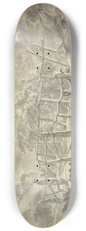 Franciscus Andreas Milatz - Prgelbrcke ber einem Waldbach 8.25 inch art skate deck