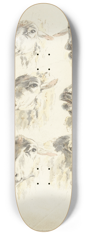 Franciscus Andreas Milatz - Studieblad met zes schaapskoppen 8.25 inch art skate deck