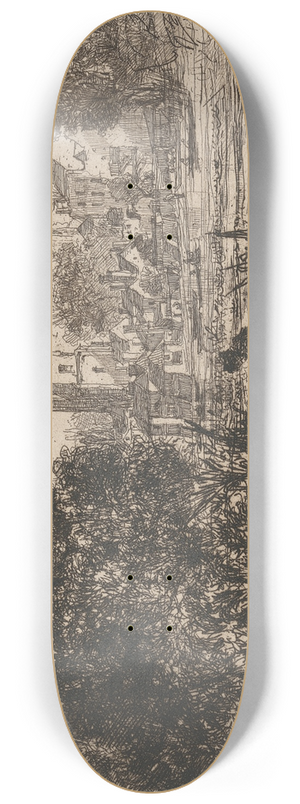 Francis Seymour Haden - Twickenham Church 8.25 inch art skate deck