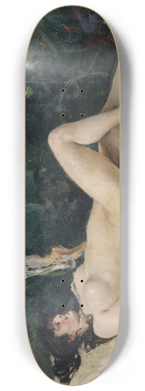 Frank Buchser - Young Woman Lying on a Bed and Reading 8.25 inch art skate deck