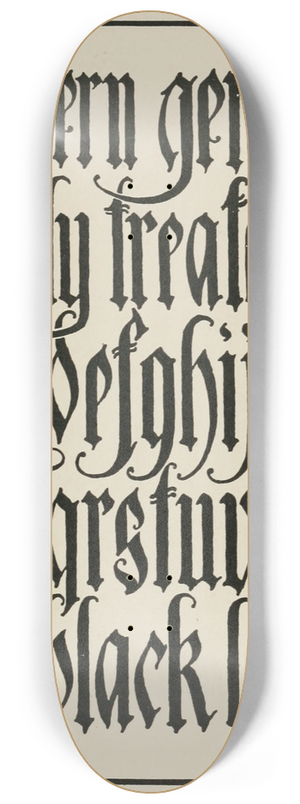 Frank Chouteau Brown - Modern German Blackletters, Flourished 8.25 inch art skate deck