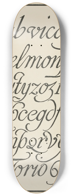 Frank Chouteau Brown - Spanish Script Alphabets 8.25 inch art skate deck