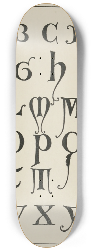 Frank Chouteau Brown - Uncial Gothic initials 2 8.25 inch art skate deck
