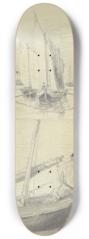Friedrich Ernst Morgenstern - Studienblatt; Fischerboote bei Chioggia 8.25 inch art skate deck