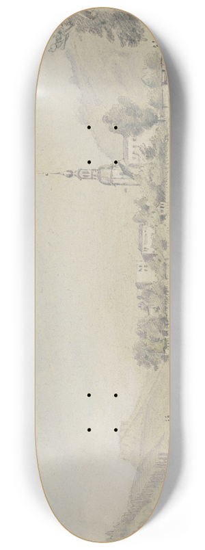 Friedrich Eugen Peipers - View of Schandau 8.25 inch art skate deck