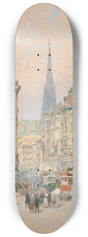 Friedrich Frank - Vienna, Krntnerstrasse, a view from the opera to Saint Stephens cathedral 8.25 inch art skate deck