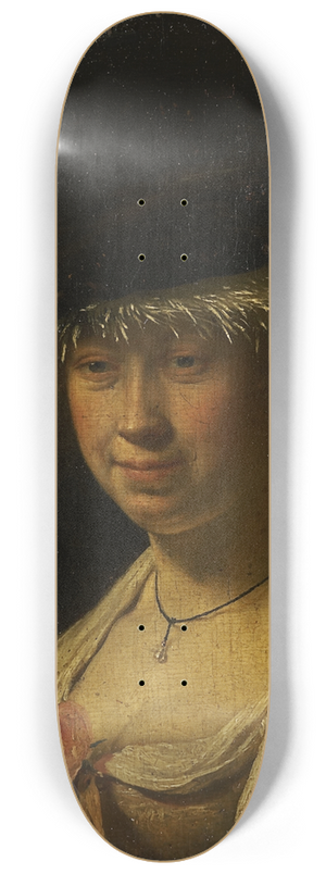 Frans van Mieris the Elder - Portrait of a Woman with a Cap 8.25 inch art skate deck