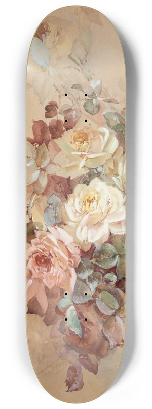 Franz Bischoff - Pink and Yellow Roses 8.25 inch art skate deck