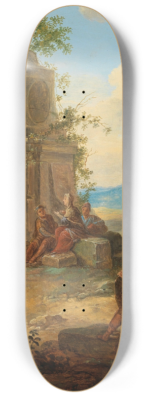 Franz de Paula Ferg - A landscape with ruins and resting figures 8.25 inch art skate deck