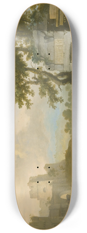 Franz de Paula Ferg - An Italianate Landscape With Figures By Classical Ruins 8.25 inch art skate deck