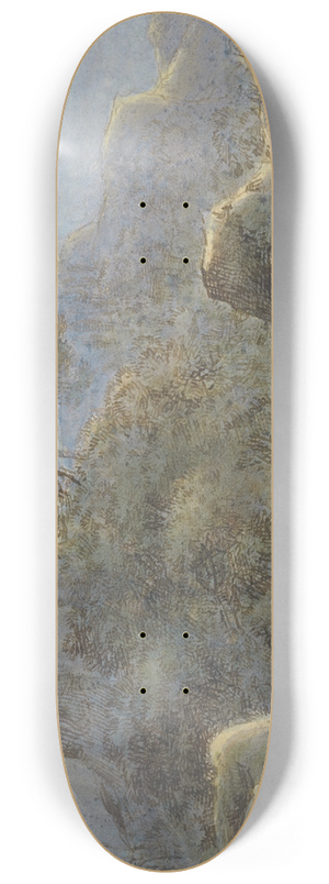 Franz Kobell - Waterfall in the Mountains by Moonlight 8.25 inch art skate deck