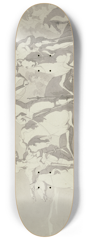 Franz Pforr - Der wilde Reiter; Drei Reiter mit Gefolge nach links springend, mit fnf Hunden 8.25 inch art skate deck
