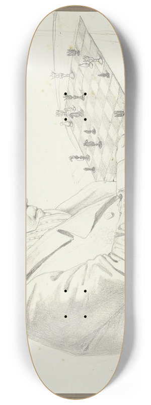 Friedrich Mosbrugger  - Man at the chess board 8.25 inch art skate deck