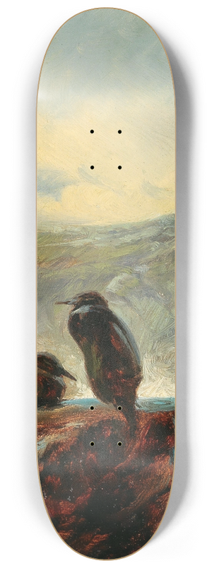 Friedrich Preller the Elder - A Landscape with Cormorants on a Rock, 8.25 inch art skate deck
