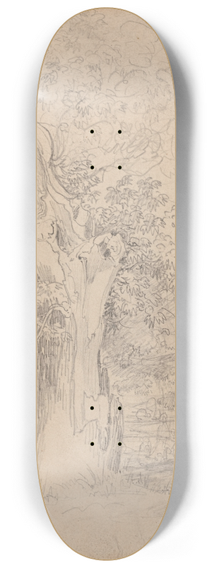 Friedrich Salath - An Ancient Tree with Figures in a Landscape 8.25 inch art skate deck