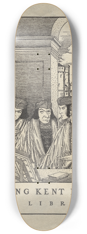 Frederick Garrison Hall - Irving Kent Hall, Ex Libris inscribed 8.25 inch art skate deck